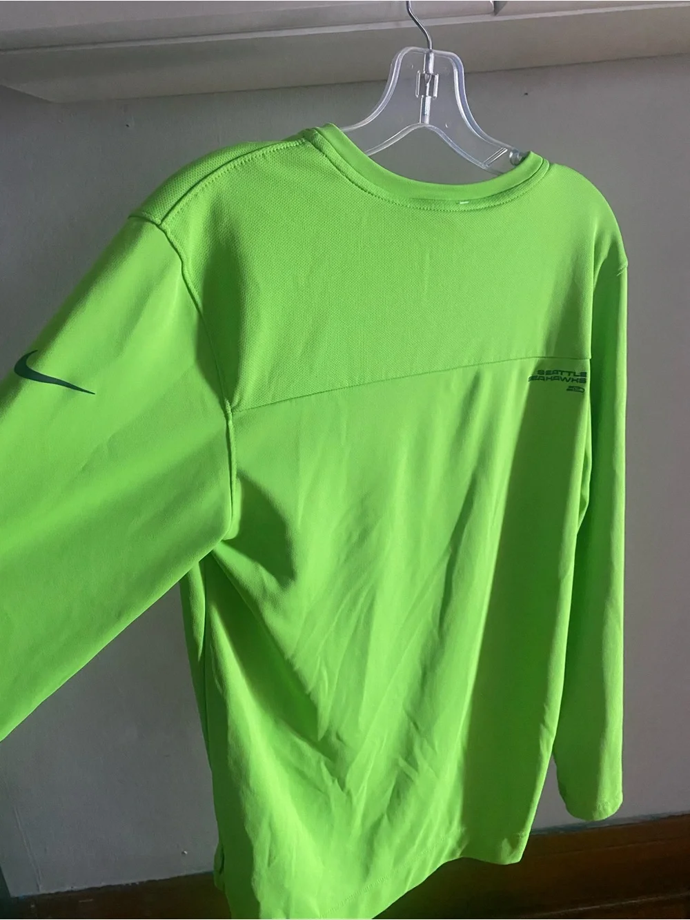 Nike Men’s Neon Green Long Sleeve Team Top with Seahawks Logo